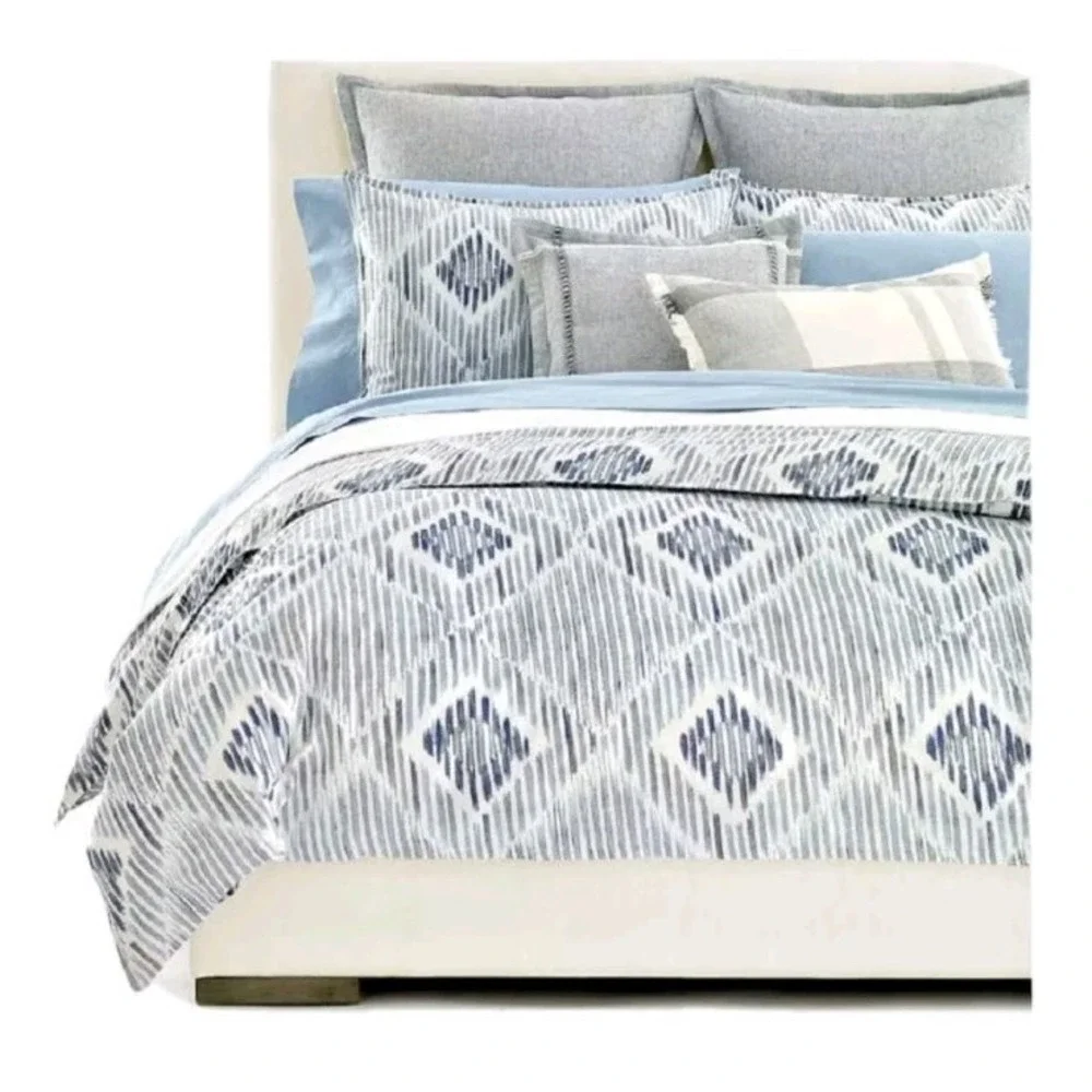 RALPH LAUREN LRL Austin Diamond Aztec‎ Pillow Sham Grey Indigo Blue Standard